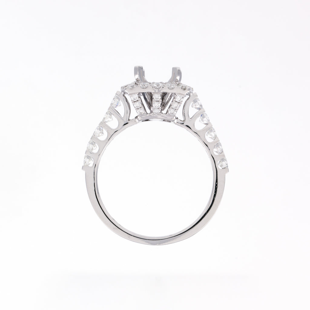 14KT White Gold 1.00CT Round Diamond Semi-Set Engagement Ring