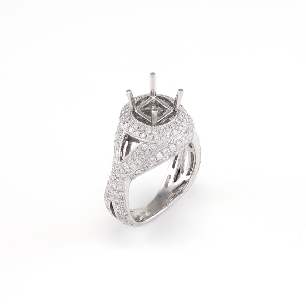 14KT White Gold 1.50CT Round Diamond Semi-Set Engagement Ring