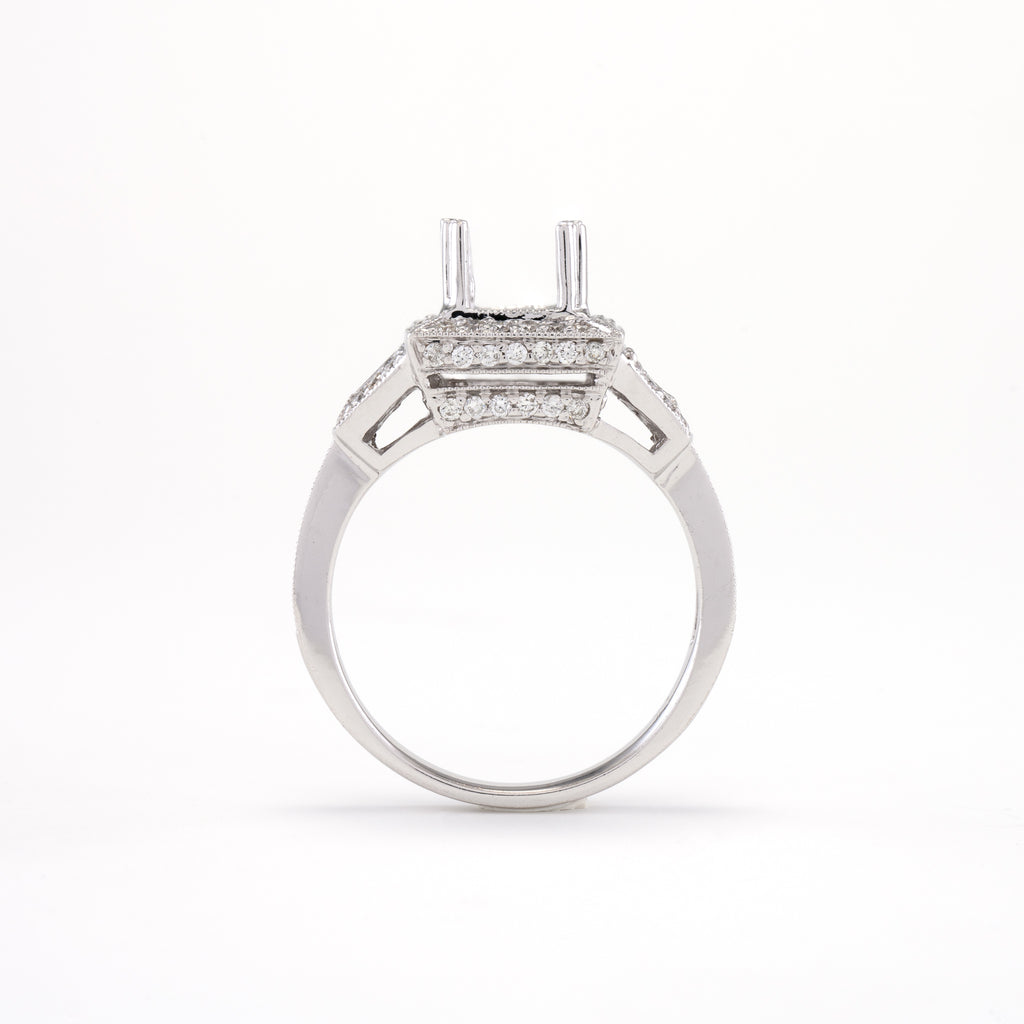 14KT White Gold 0.82CT T/W Diamonds Semi-Set Engagement Ring