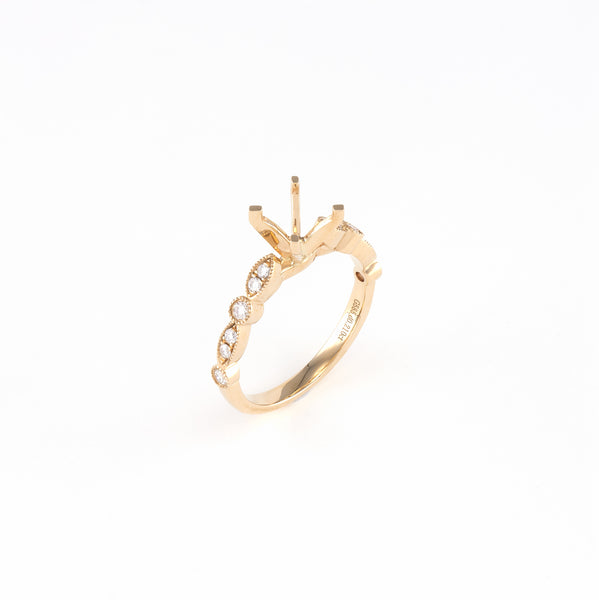 14KT Yellow Gold 0.21CT Round Diamond Semi-Set Engagement Ring