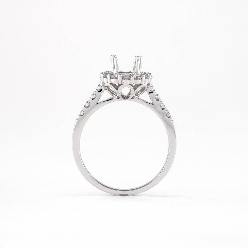 14KT White Gold 0.56CT Round Diamond Semi-Set Engagement Ring
