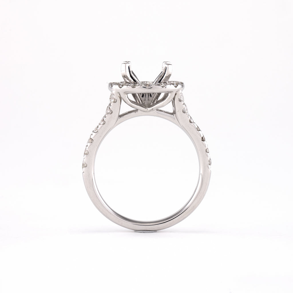 14KT White Gold 0.93CT Round Diamond Semi-Set Engagement Ring