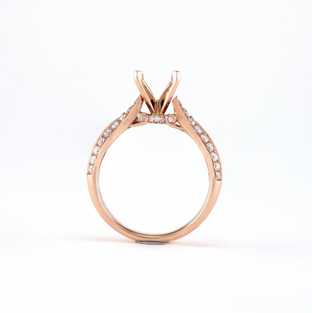 14KT Rose Gold 0.44CT Round Diamond Semi-Set Engagement Ring