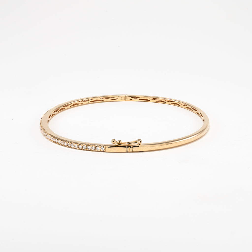 14KT Yellow Gold 0.54CT Round Diamond Bangle Bracelet