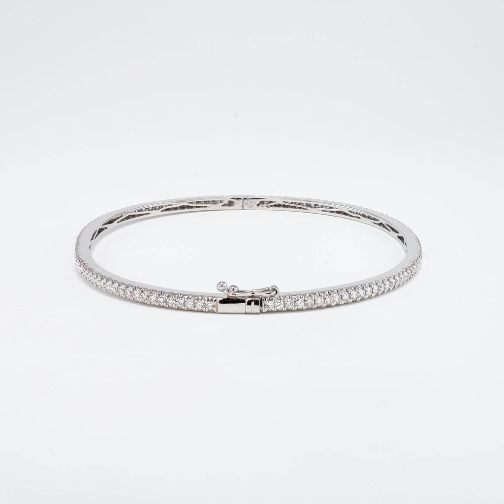 14KT White Gold 1.14CT Round Diamond Bangle Bracelet