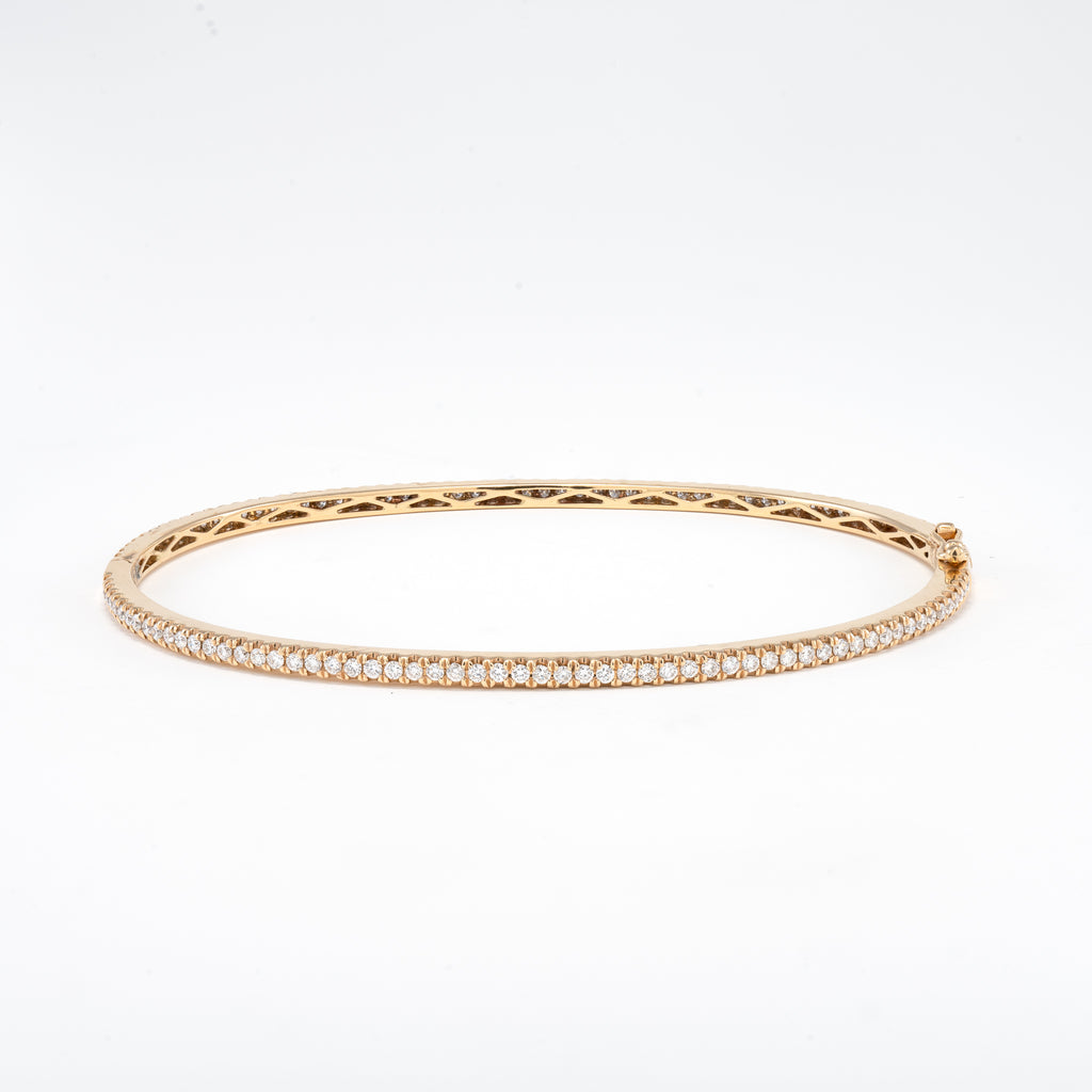 14KT Yellow Gold 1.14CT Round Diamond Bangle Bracelet