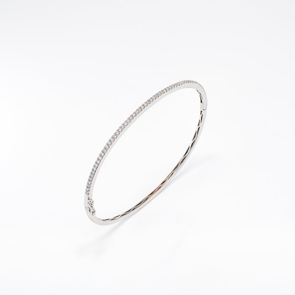 14KT White Gold 0.53CT Round Diamond Bangle Bracelet