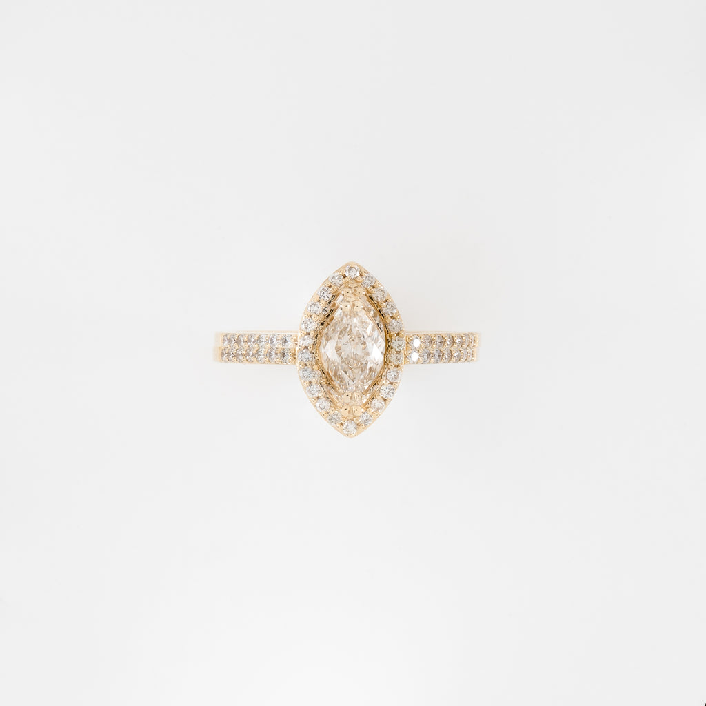 14KT Yellow Gold 0.89CT T/W Diamond Engagement Ring