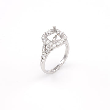 14KT White Gold 0.83CT Round Diamond Semi-Set Engagement Ring
