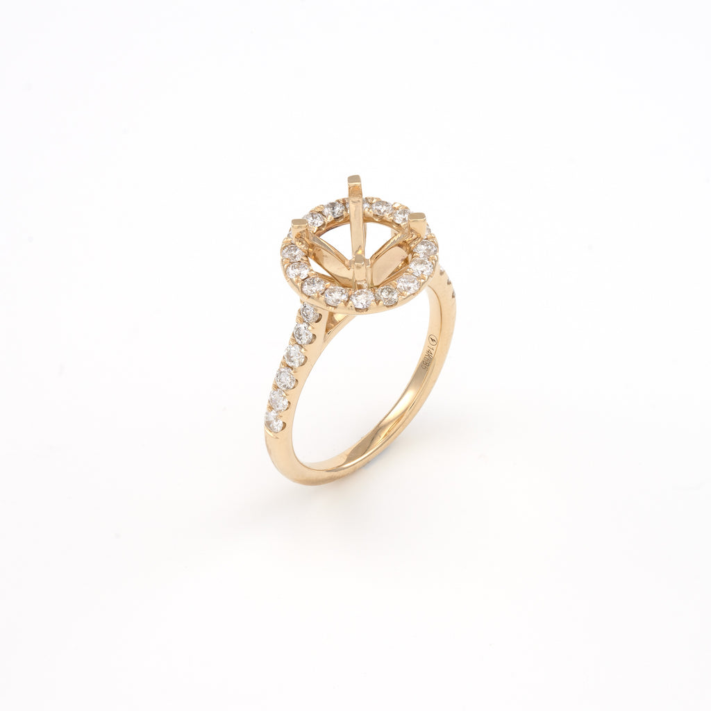 14KT Yellow Gold 0.70CT Round Diamond Semi-Set Engagement Ring