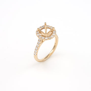 14KT Yellow Gold 0.70CT Round Diamond Semi-Set Engagement Ring