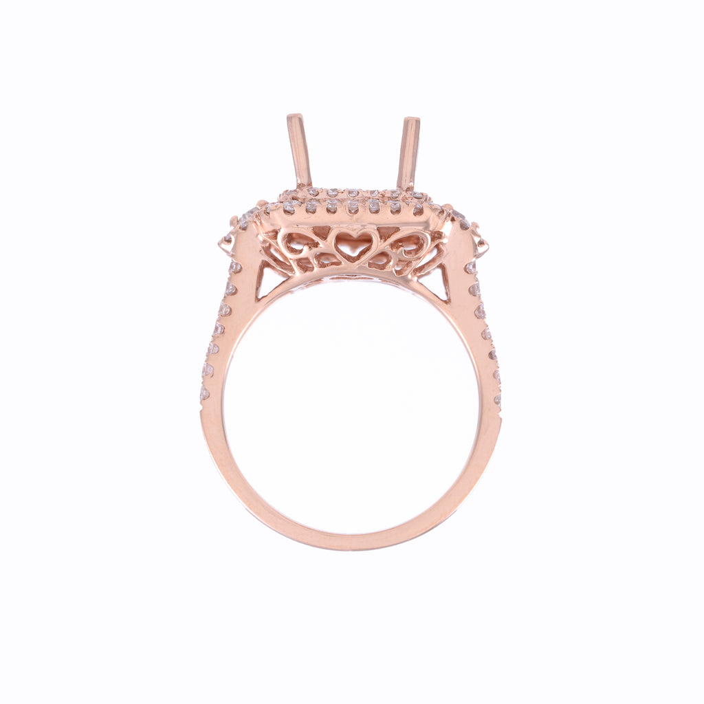 14KT Rose Gold 0.92CT Round Diamond Semi-Set Engagement Ring