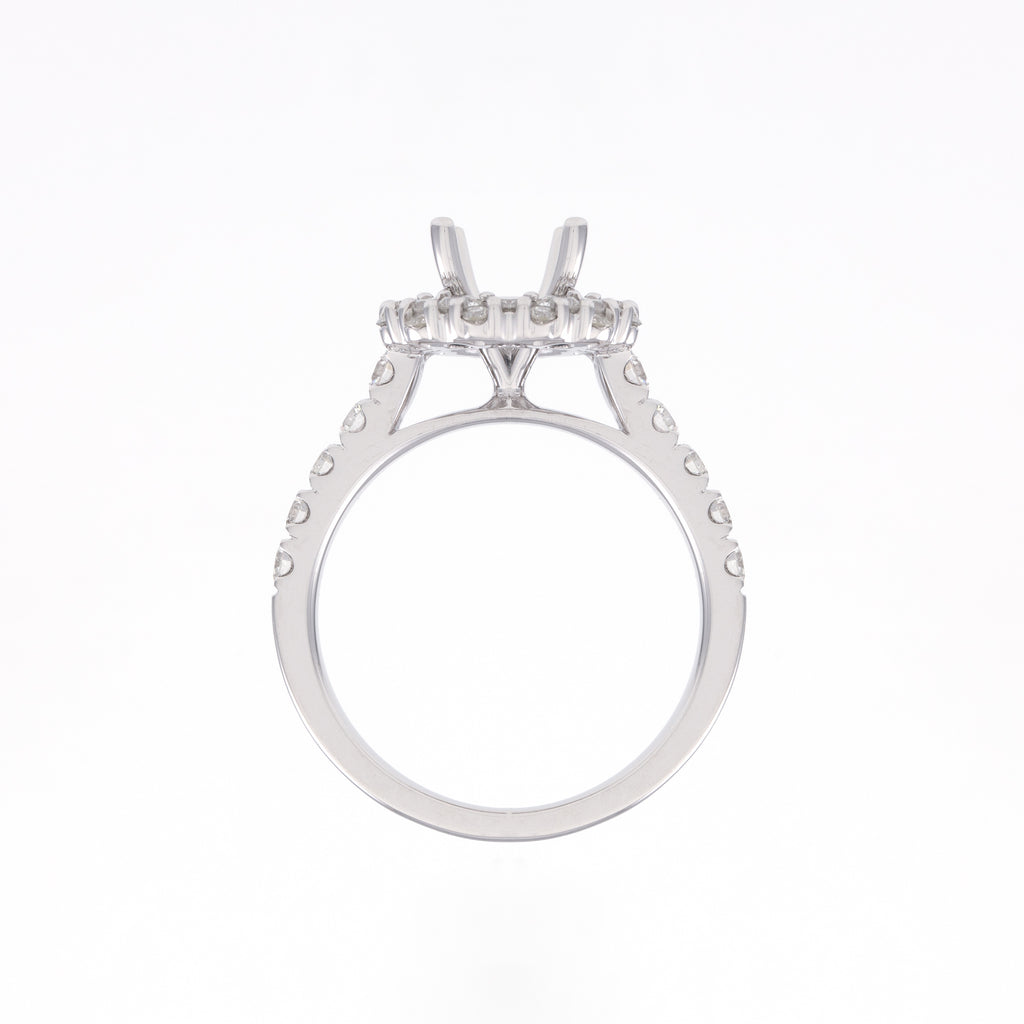 14KT White Gold 1.03CT Round Diamond Semi-Set Engagement Ring