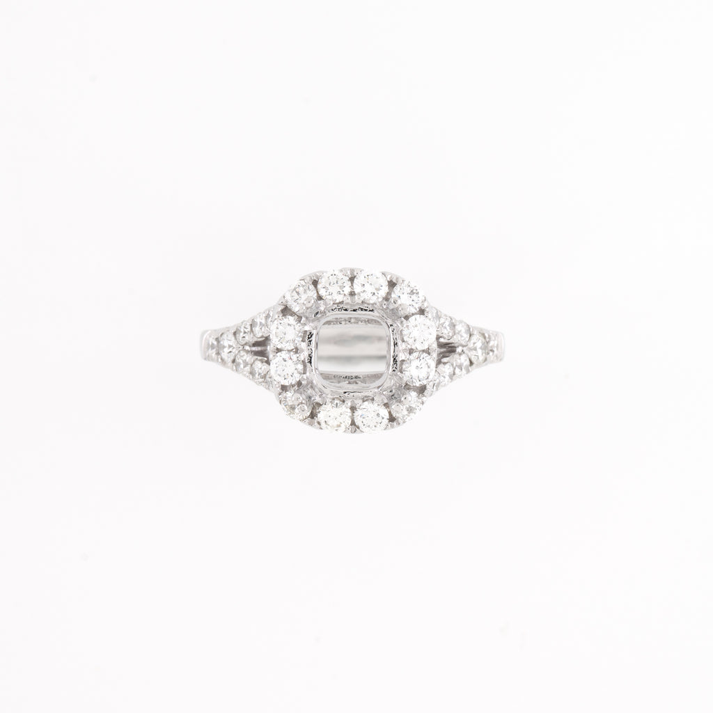 14KT White Gold 0.79CT Round Diamond Semi-Set Engagement Ring