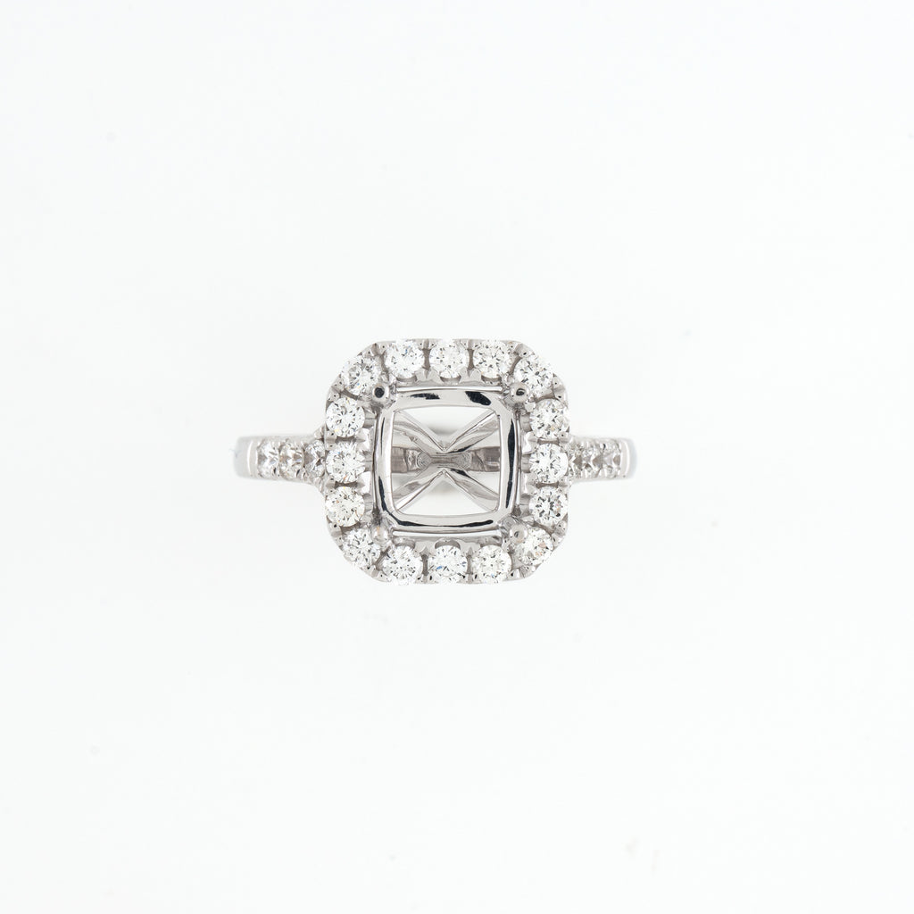 14KT White Gold 0.80CT Round Diamond Semi-Set Engagement Ring