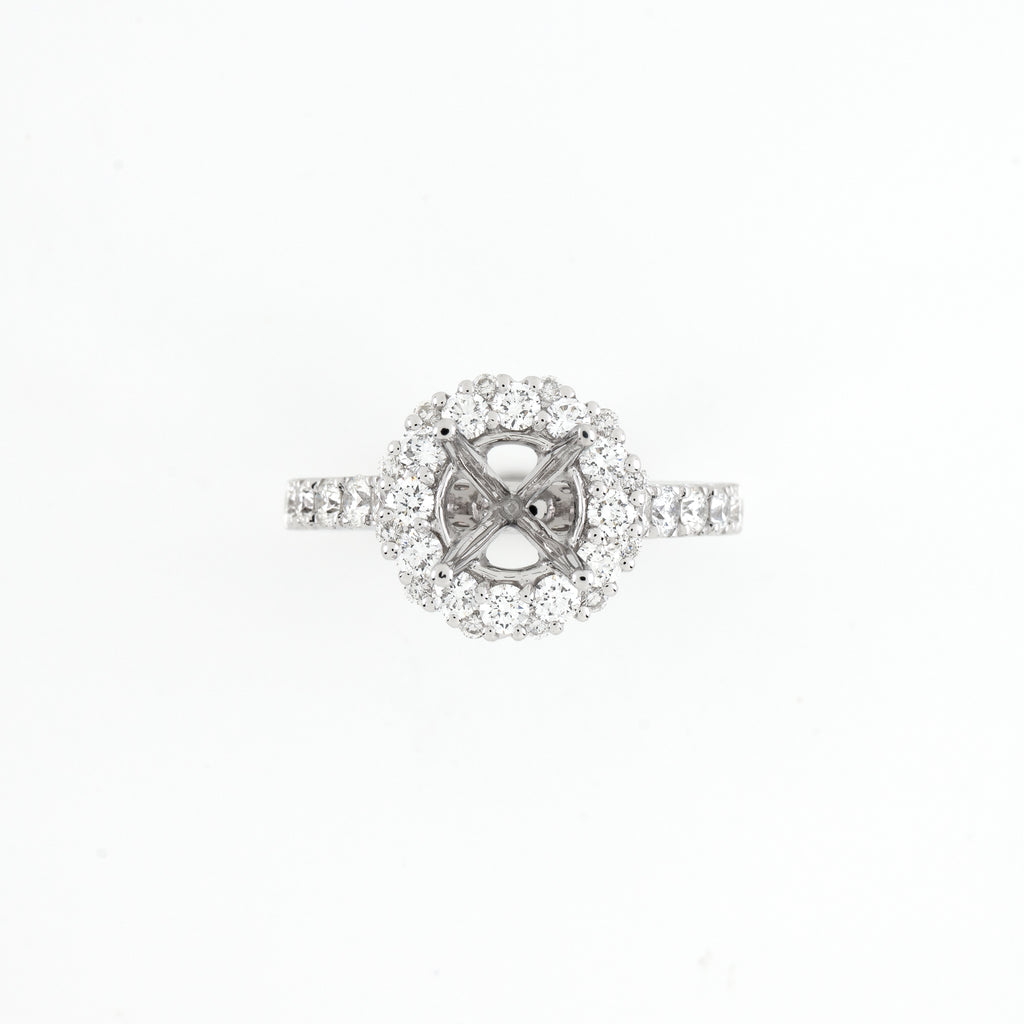 14KT White Gold 1.03CT Round Diamond Semi-Set Engagement Ring