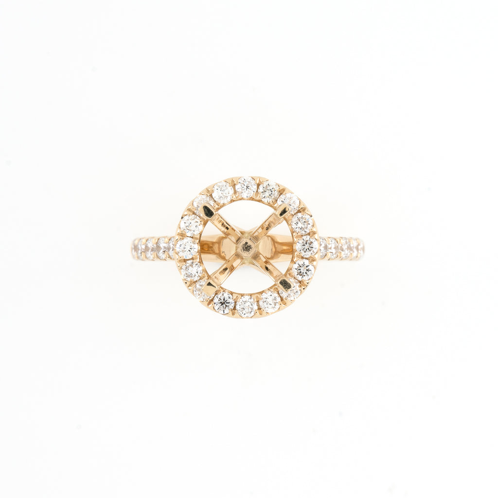14KT Yellow Gold 0.70CT Round Diamond Semi-Set Engagement Ring