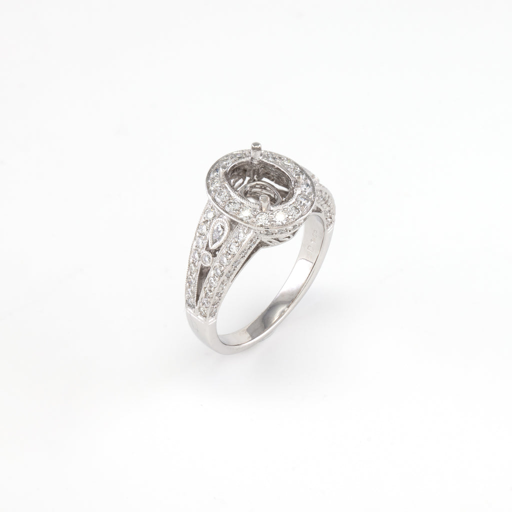 18KT White Gold 1.00CT Round Diamond Semi-Set Engagement Ring