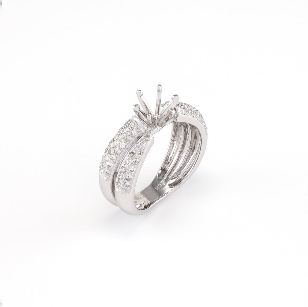 18KT White Gold 0.57CT Round Diamond Semi-Set Engagement Ring