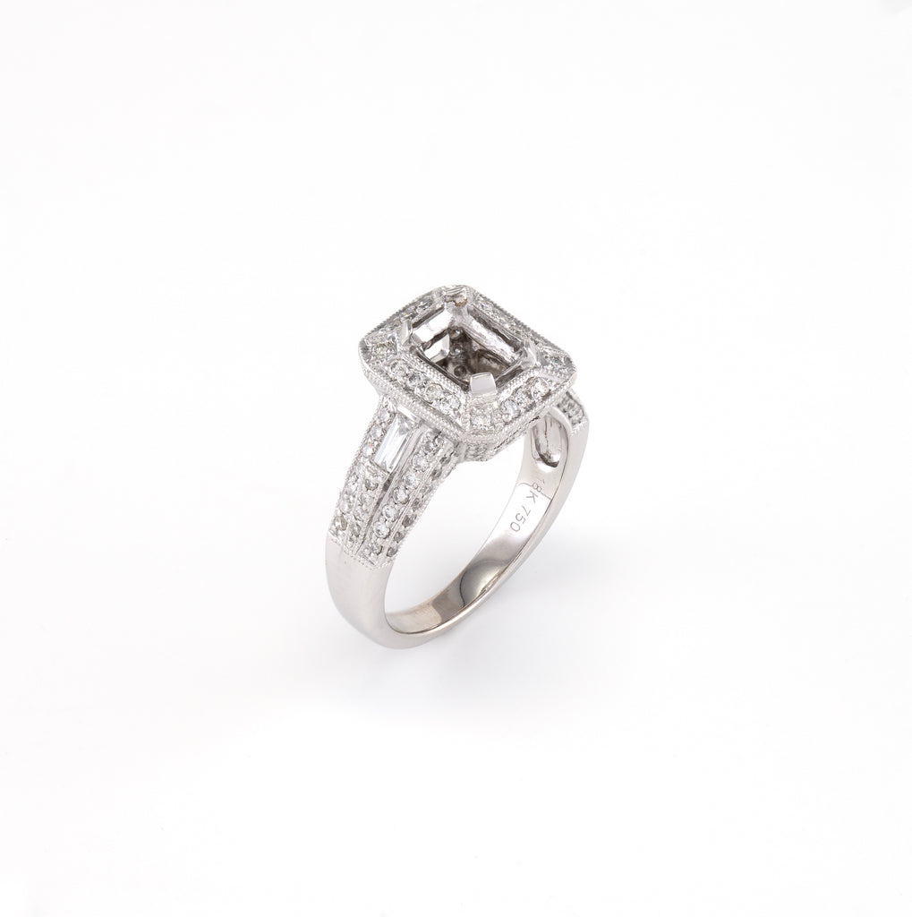 18KT White Gold 1.32CT T/W Diamonds Semi-Set Engagement Ring