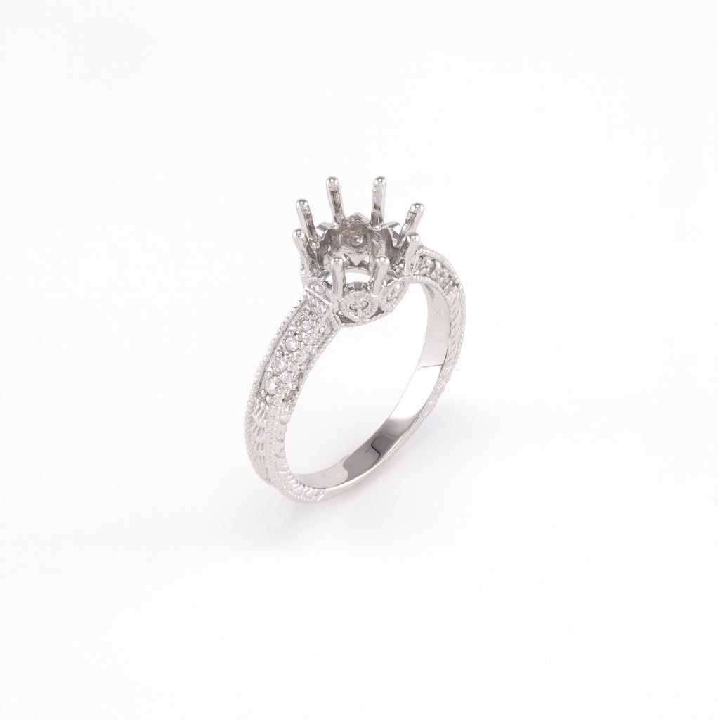 18KT White Gold 0.26CT Round Diamonds Semi-Set Engagement Ring