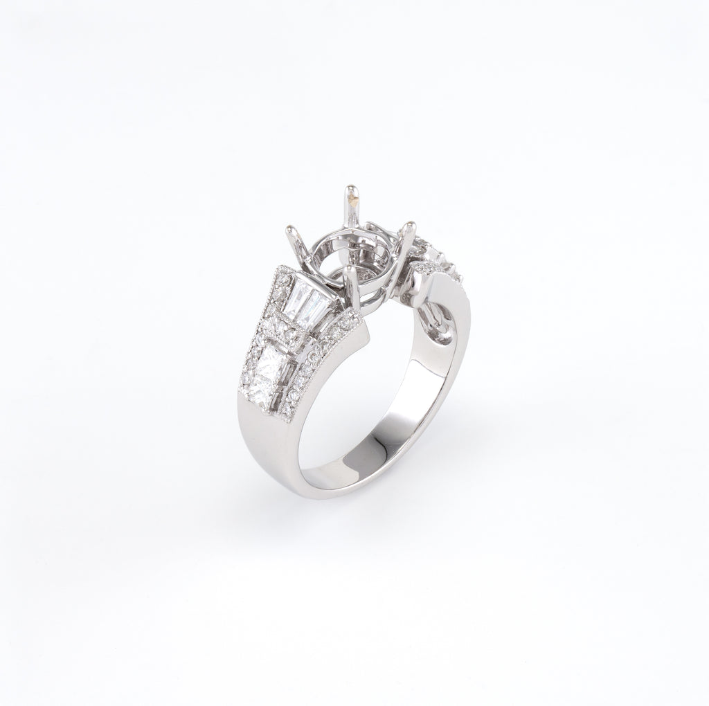 18KT White Gold 0.85CT T/W Diamonds Semi-Set Engagement Ring