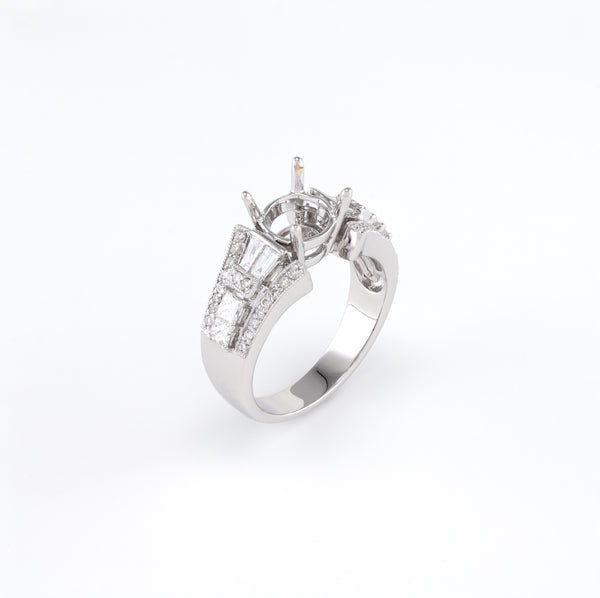 18KT White Gold 0.85CT T/W Diamonds Semi-Set Engagement Ring