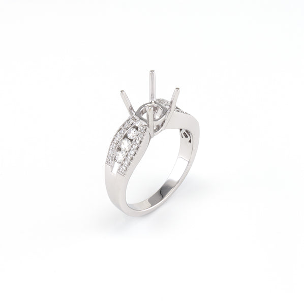 18KT White Gold 0.40CT Round Diamond Semi-Set Engagement Ring