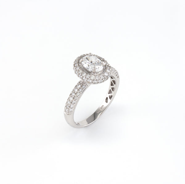18KT White Gold 0.53CT Round Diamond Semi-Set Engagement Ring