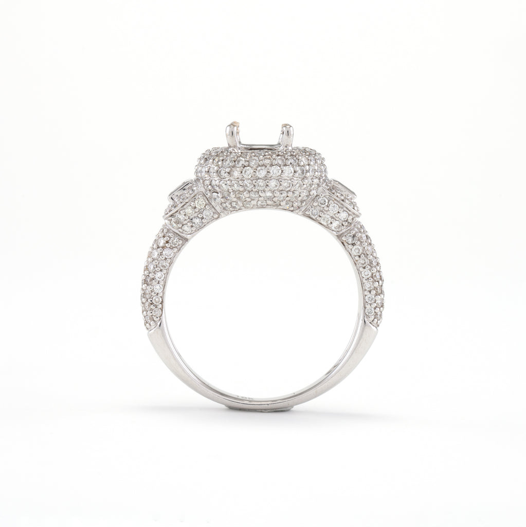 18KT White Gold 1.13CT T/W Diamonds Semi-Set Engagement Ring