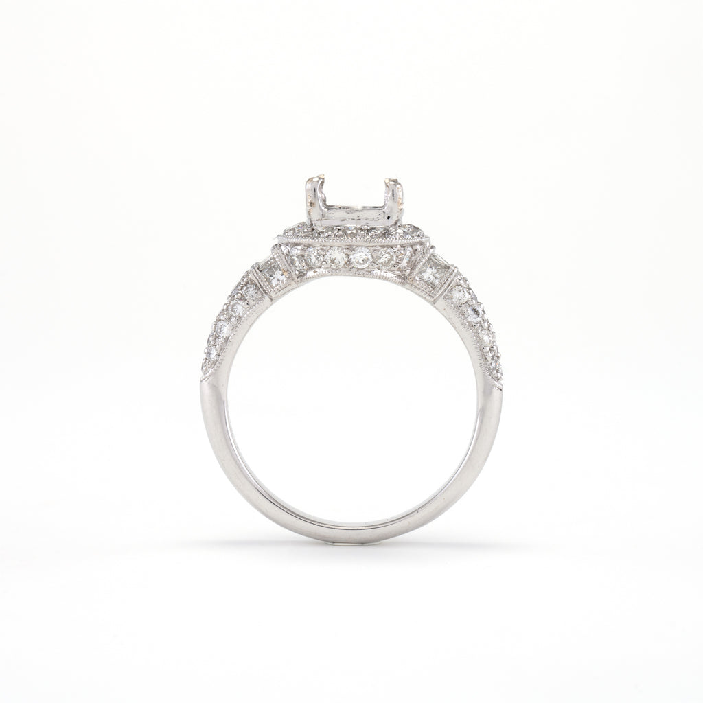18KT White Gold 1.18CT T/W Diamonds Semi-Set Engagement Ring