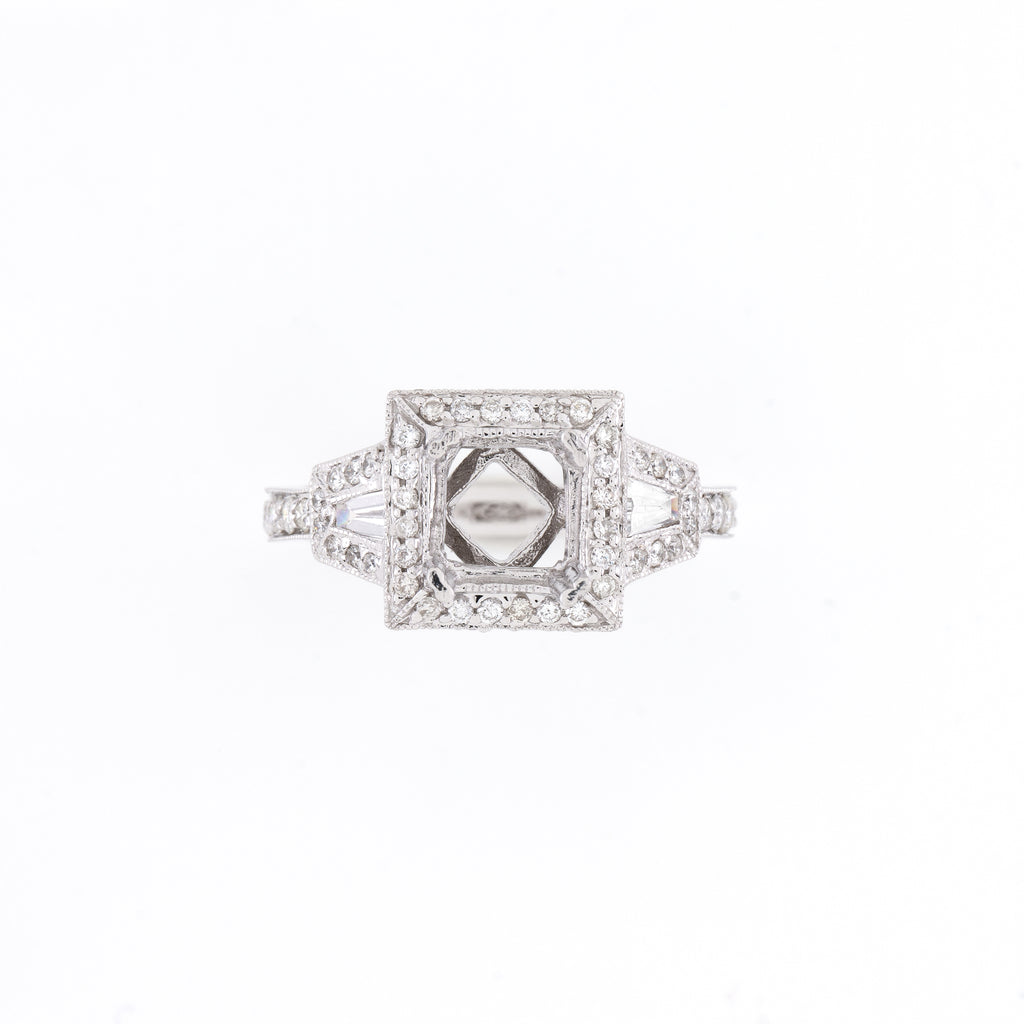 14KT White Gold 0.82CT T/W Diamonds Semi-Set Engagement Ring
