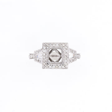 14KT White Gold 0.82CT T/W Diamonds Semi-Set Engagement Ring