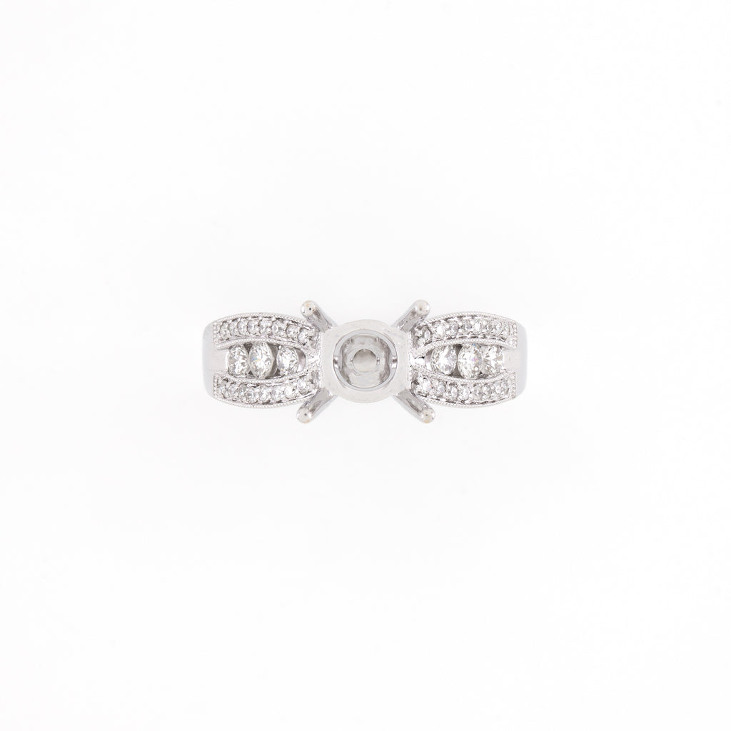 18KT White Gold 0.40CT Round Diamond Semi-Set Engagement Ring