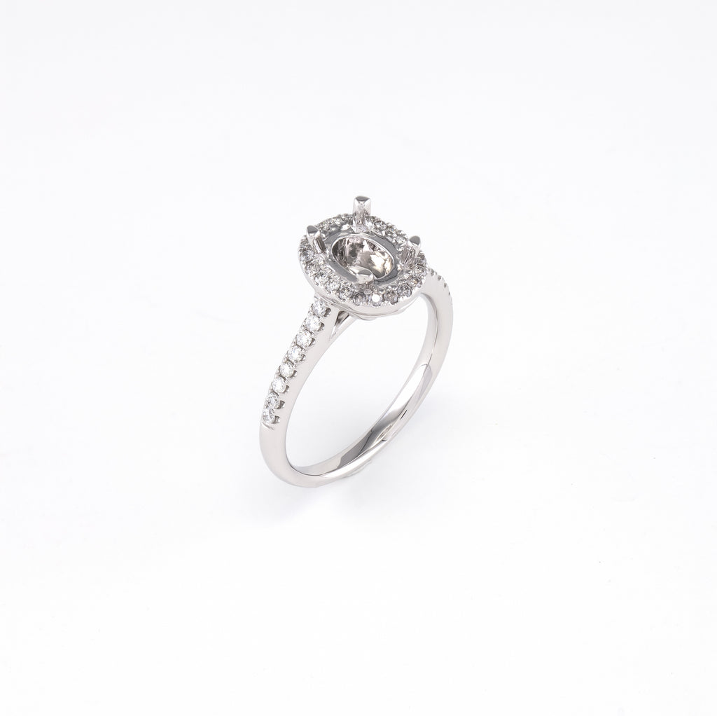 14KT White Gold 0.30CT Round Diamond Semi-Set Engagement Ring