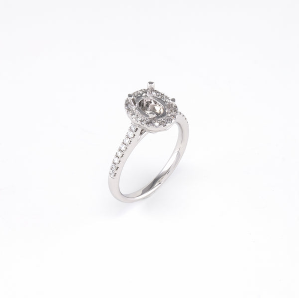 14KT White Gold 0.30CT Round Diamond Semi-Set Engagement Ring