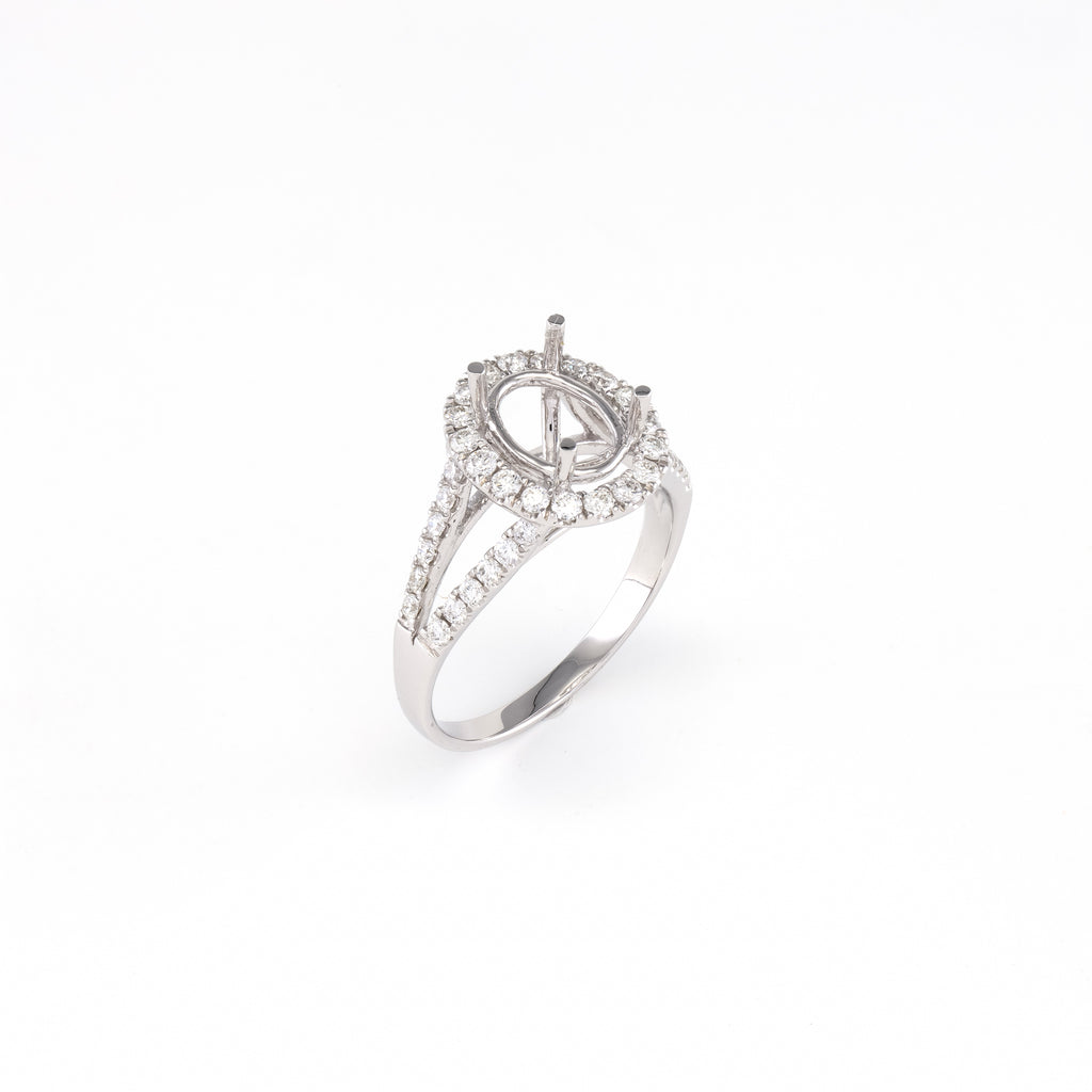 14KT White Gold 0.54CT Round Diamond Semi-Set Engagement Ring