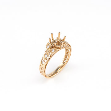 14KT Yellow Gold 0.26CT Round Diamond Semi-Set Engagement Ring