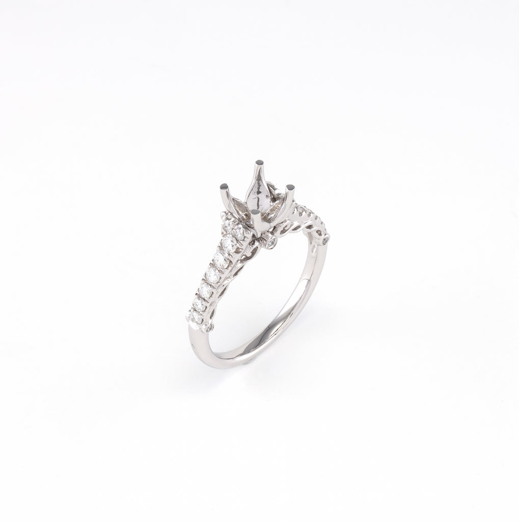 14KT White Gold 0.37CT Round Diamond Semi-Set Engagement Ring