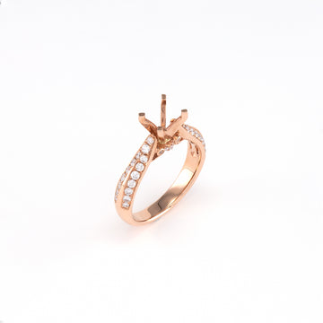 14KT Rose Gold 0.44CT Round Diamond Semi-Set Engagement Ring