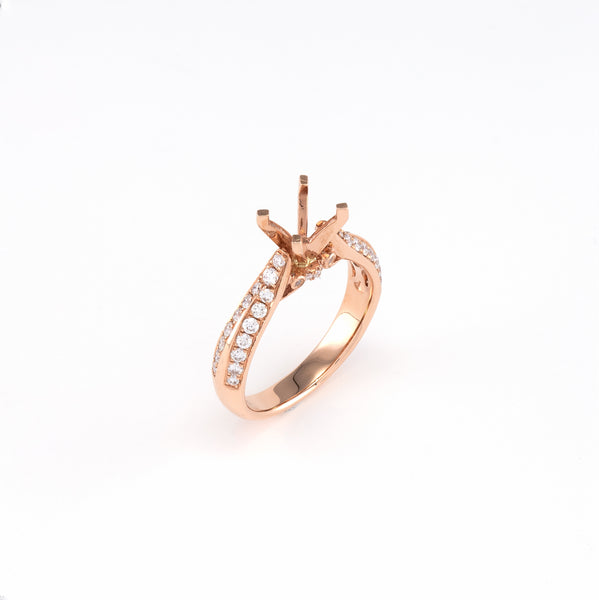 14KT Rose Gold 0.44CT Round Diamond Semi-Set Engagement Ring