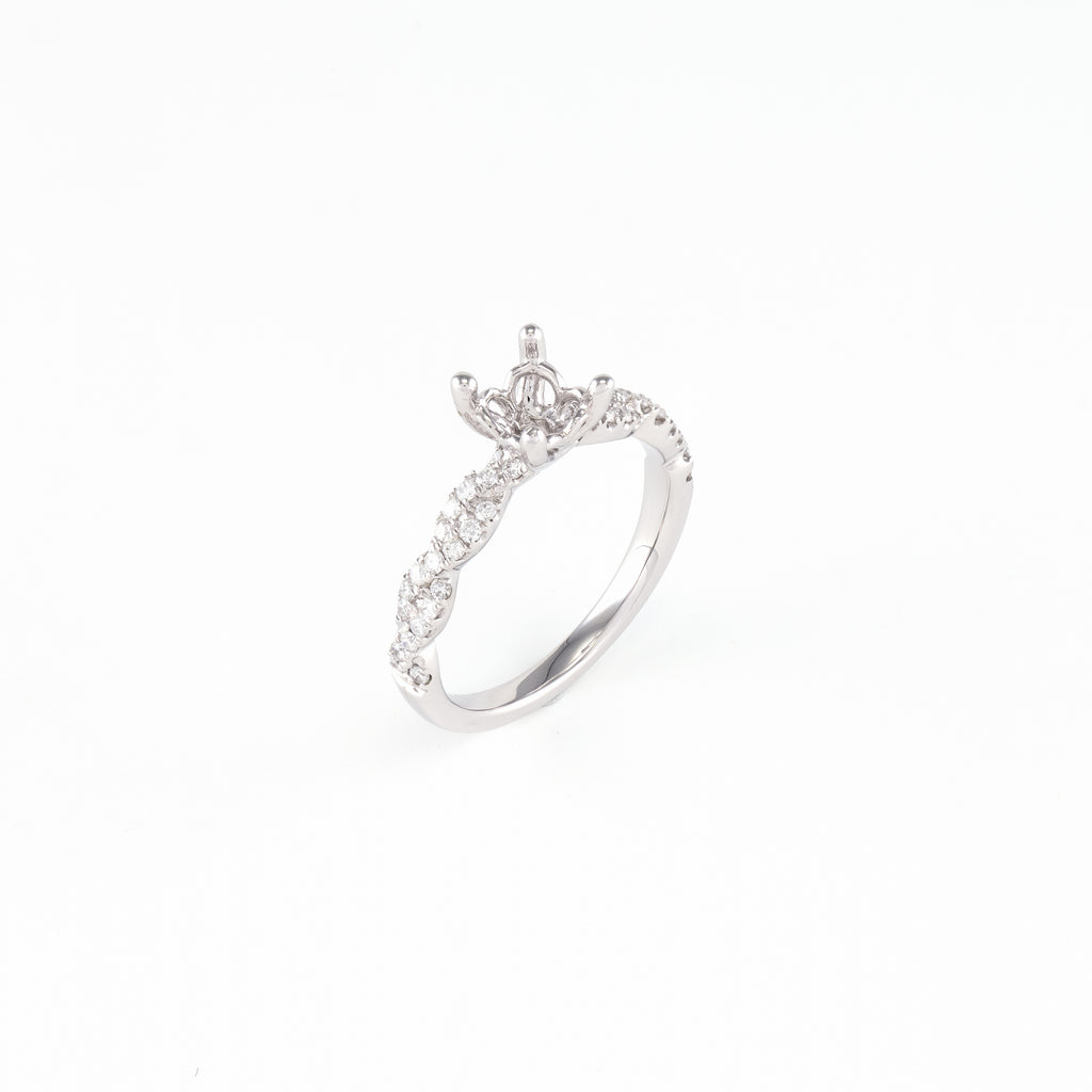 14KT White Gold 0.29CT Round Diamond Semi-Set Engagement Ring