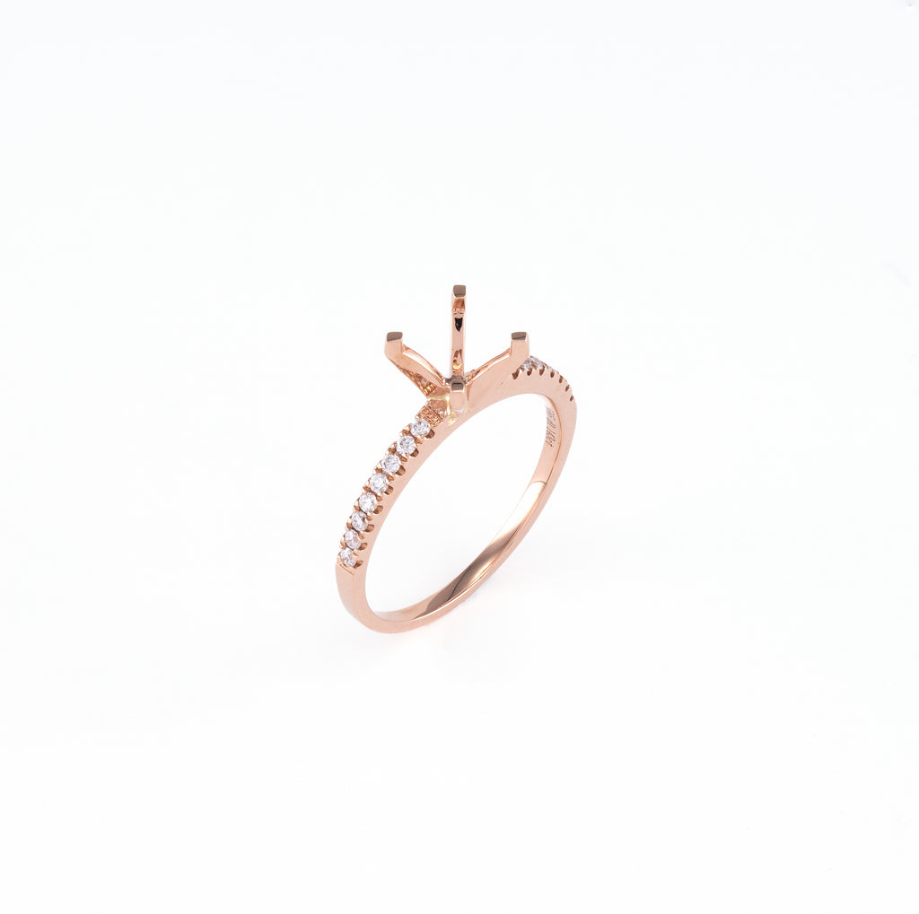 14KT Rose Gold 0.15CT Round Diamond Semi-Set Engagement Ring