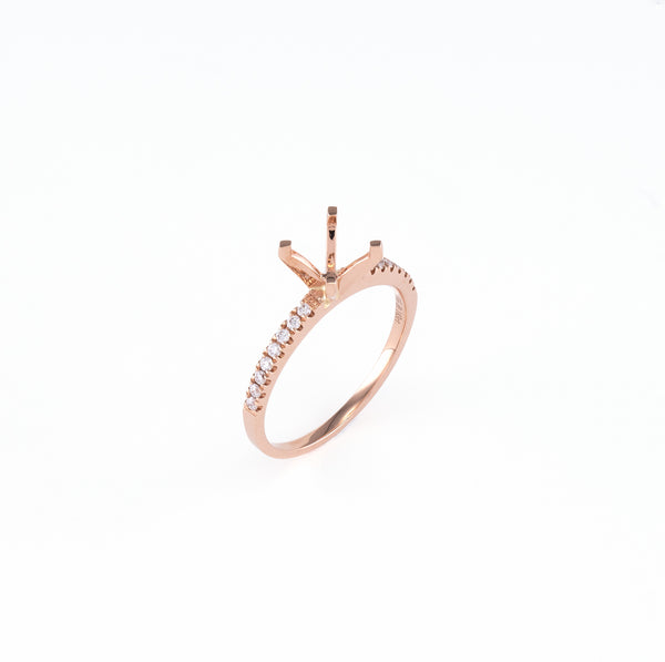 14KT Rose Gold 0.15CT Round Diamond Semi-Set Engagement Ring