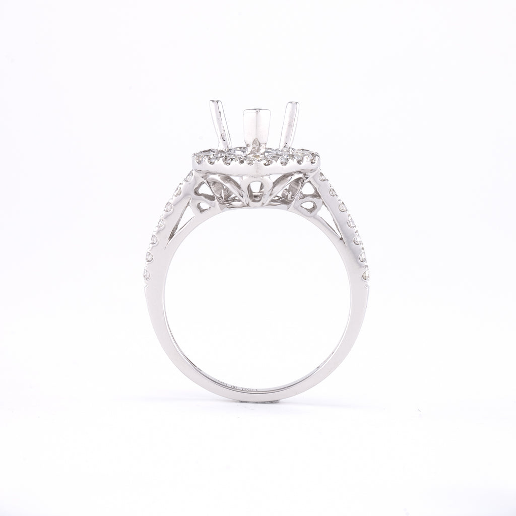 14KT White Gold 0.70CT Round Diamond Semi-Set Engagement Ring