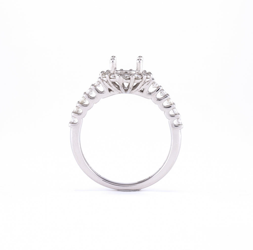 14KT White Gold 0.49CT Round Diamond Semi-Set Engagement Ring