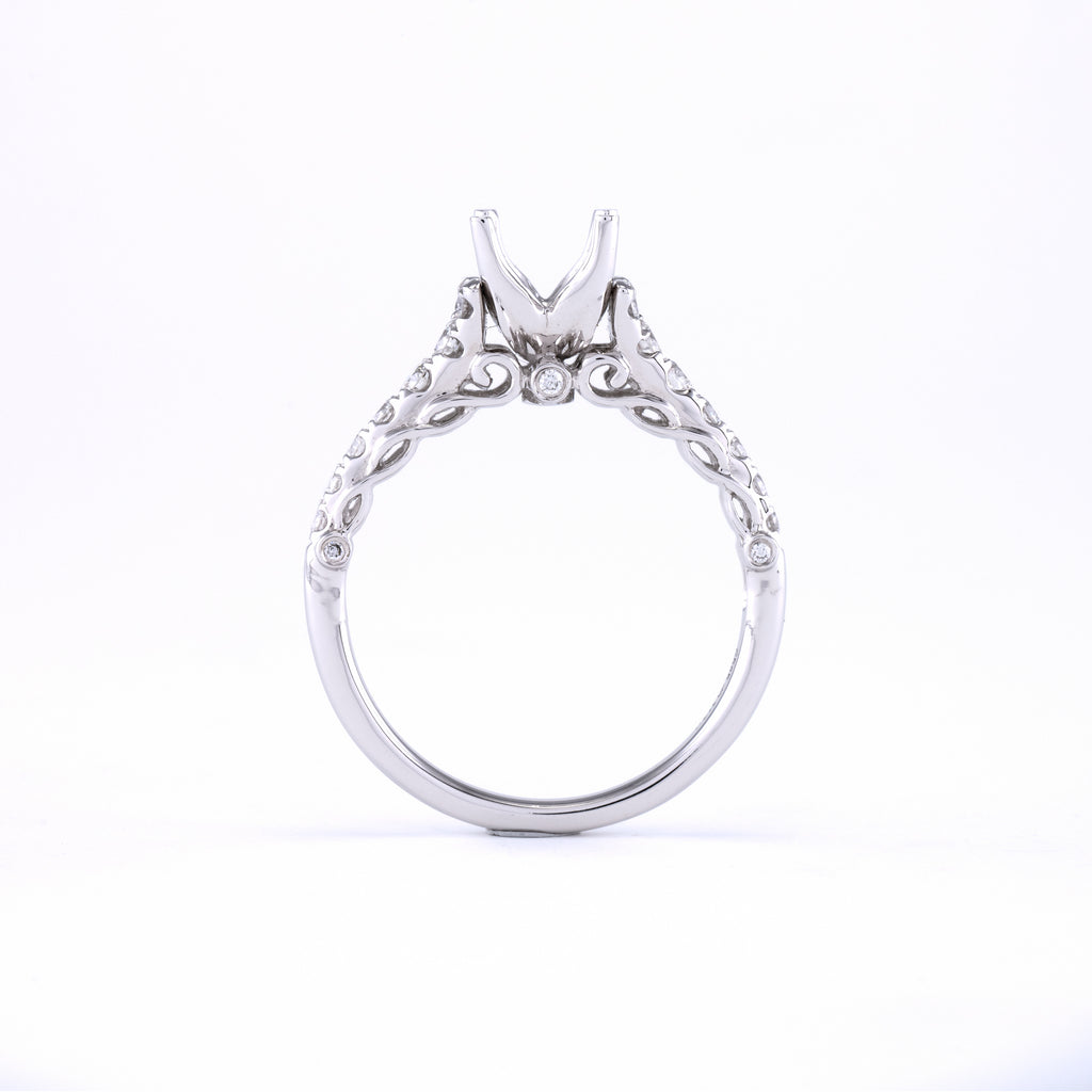 14KT White Gold 0.37CT Round Diamond Semi-Set Engagement Ring