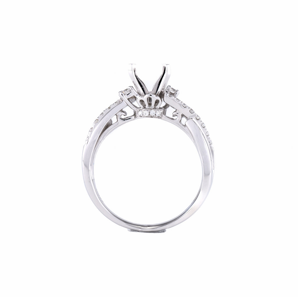 14KT White Gold 0.27CT Round Diamond Semi-Set Engagement Ring