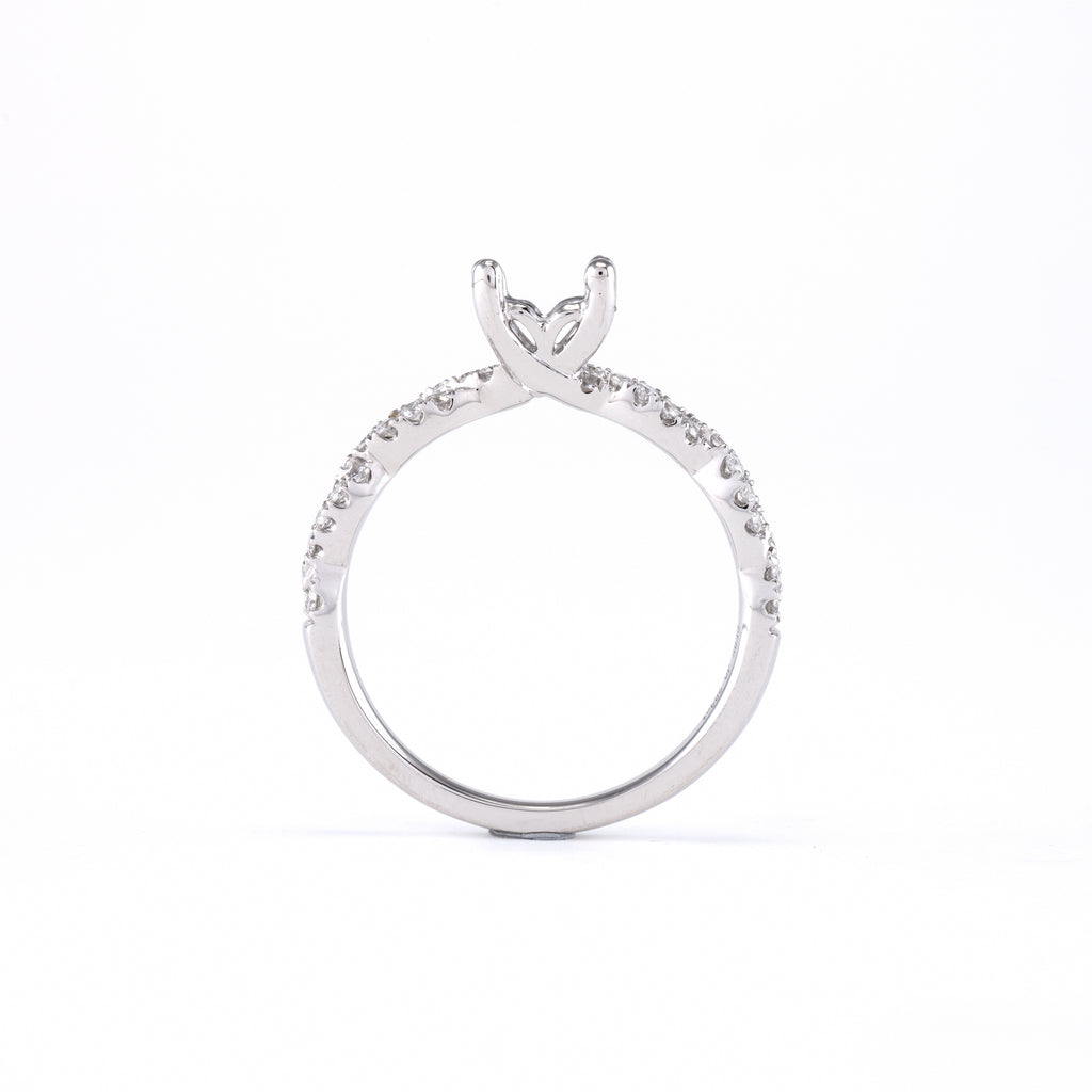 14KT White Gold 0.29CT Round Diamond Semi-Set Engagement Ring