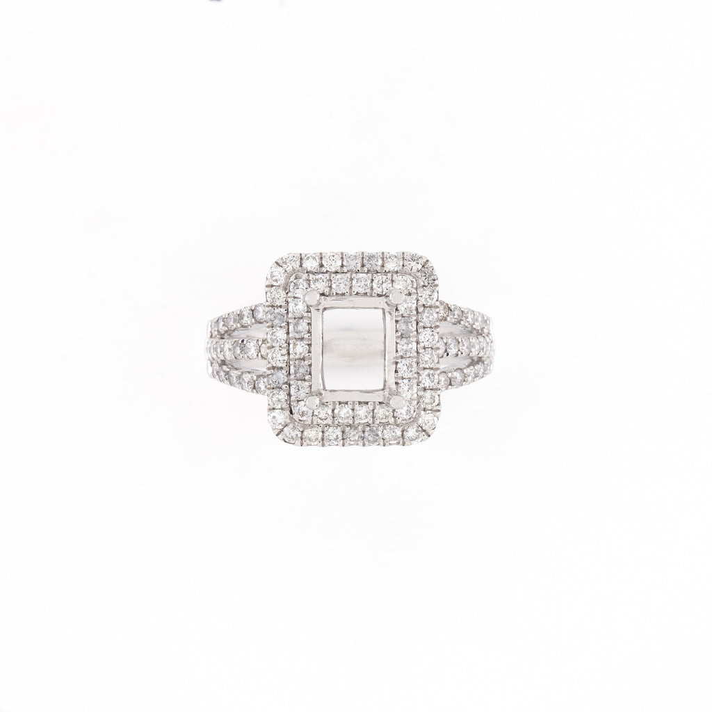 14KT White Gold 0.85CT Round Diamond Semi-Set Engagement Ring
